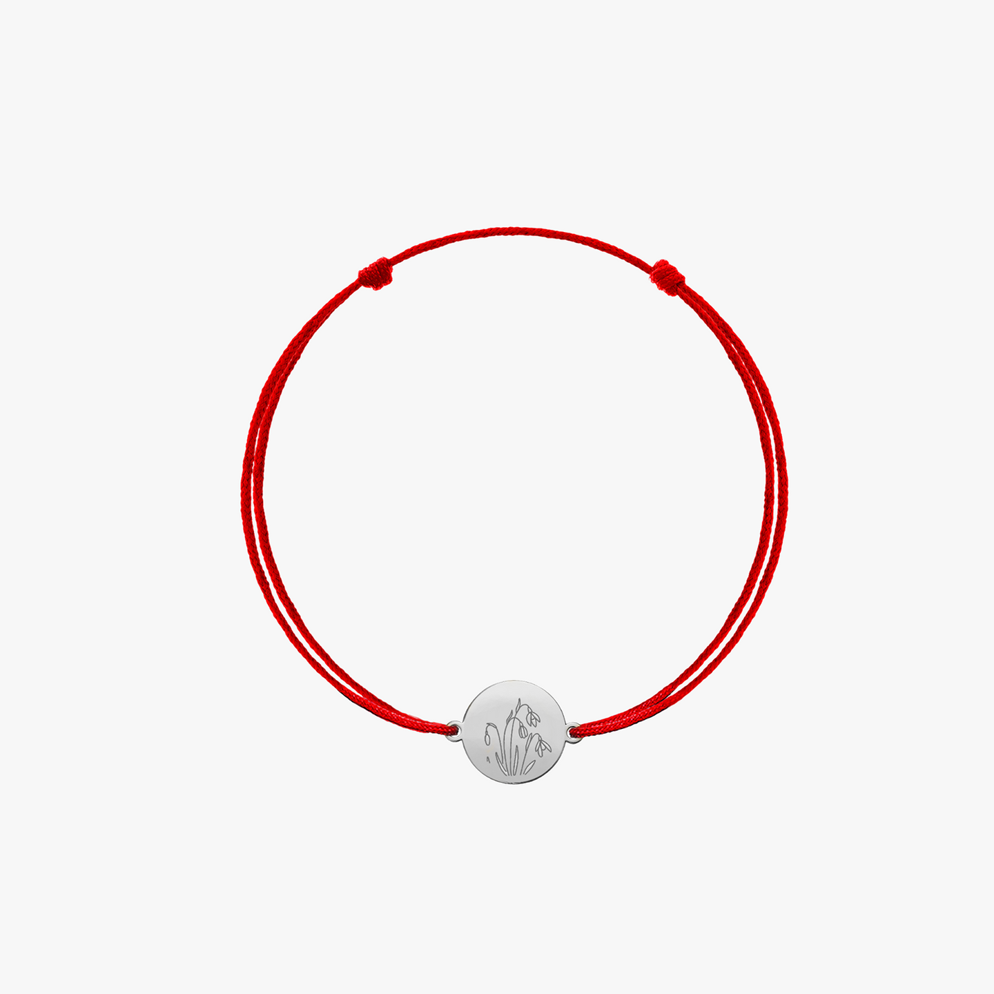 Bracelet corde pour enfants en or blanc Birth Flower - Janvier Snowdrop - Indira
