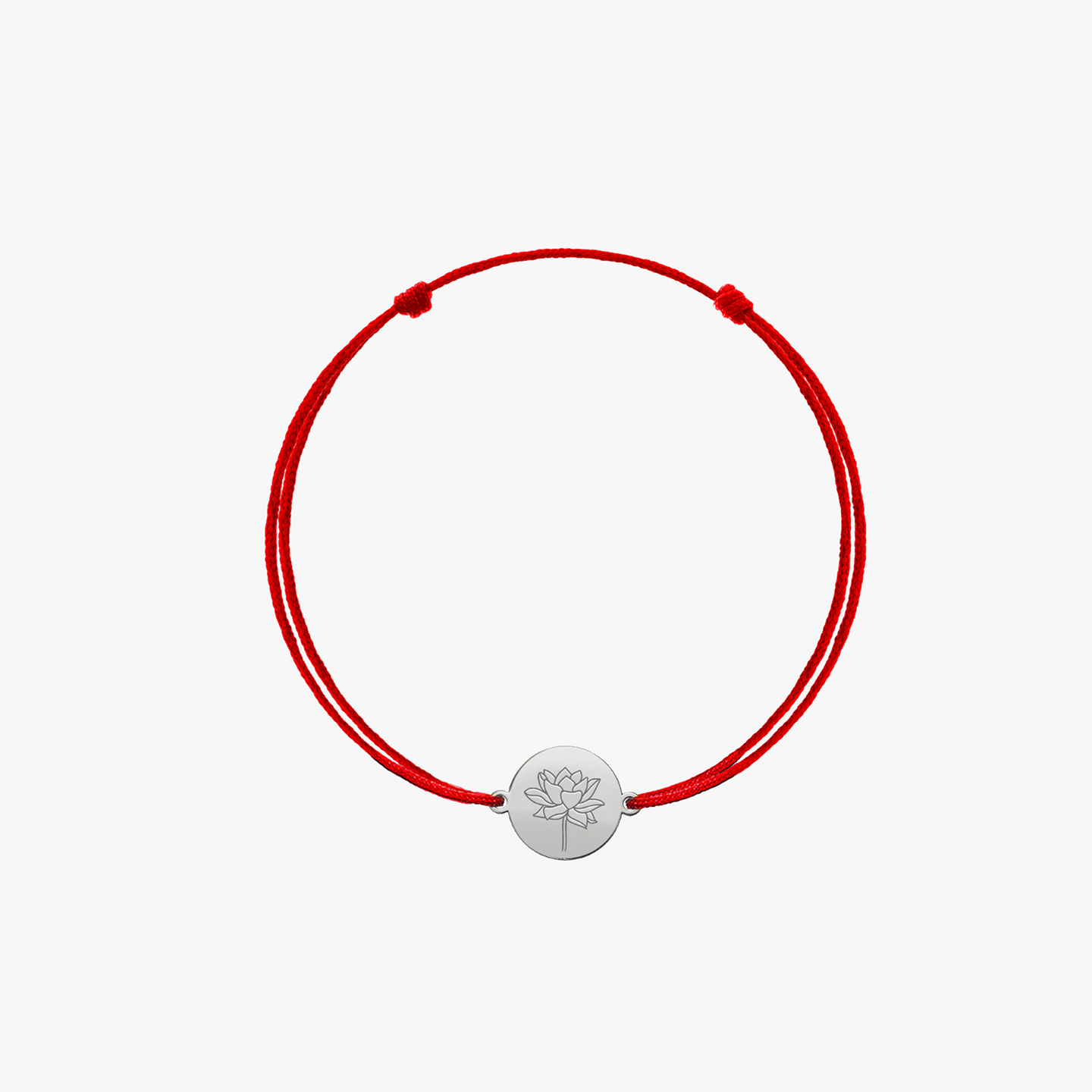 White gold children's cord bracelet Birth Flower - July Lotus - Indira