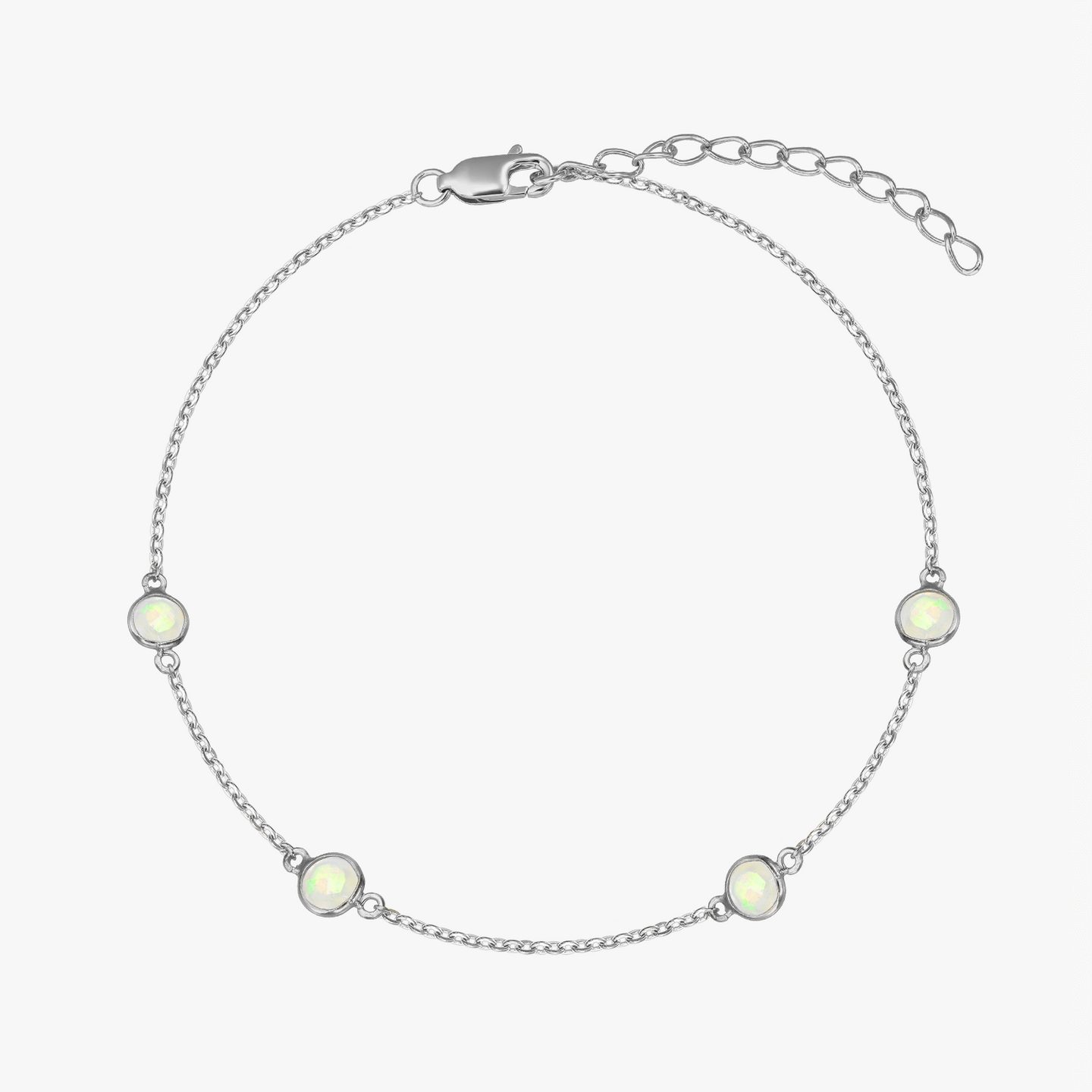 Bracelet en argent Birthstone Octobre - Opale - Indira