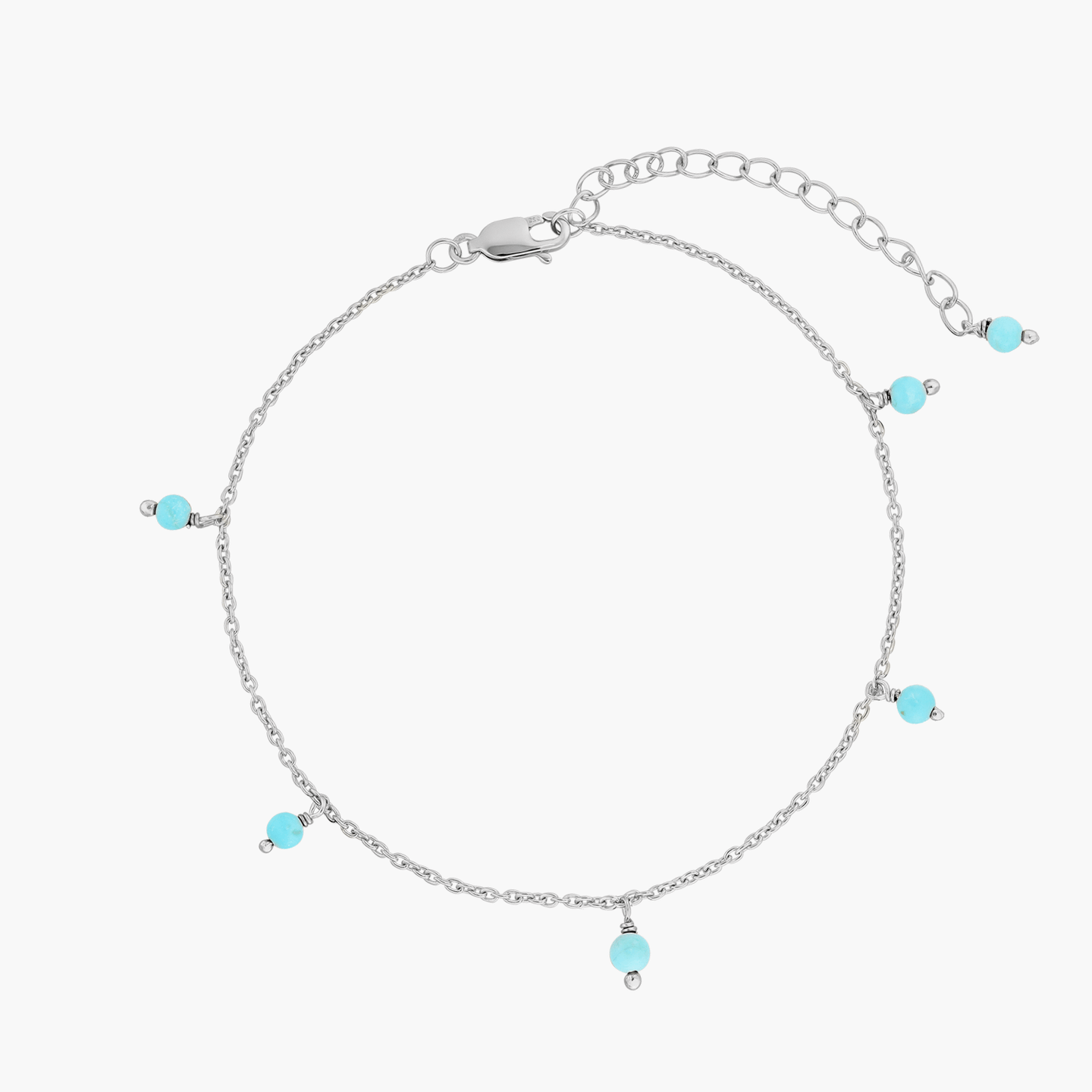 Bracelet de cheville en argent Gem Droplet - Turquoise - Indira