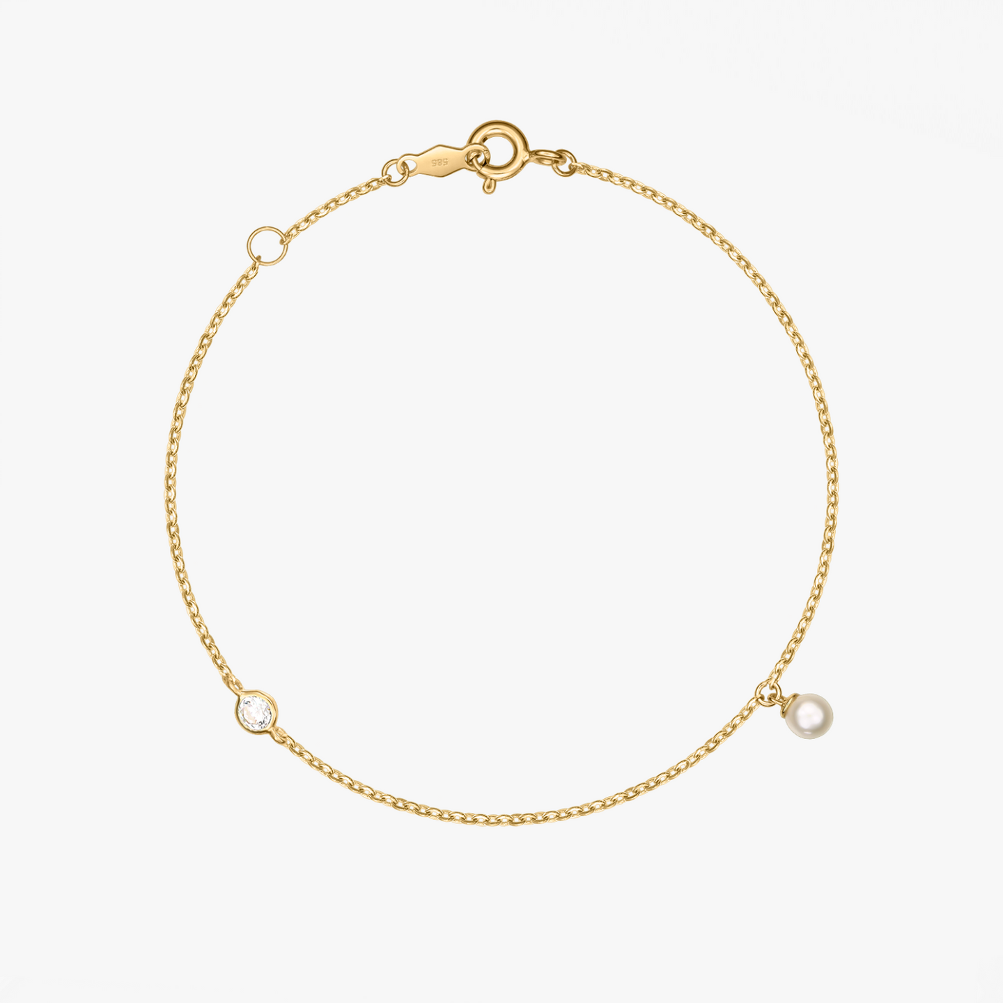 Bracelet en or Daphne - Perles naturelles, Zirconium - Indira