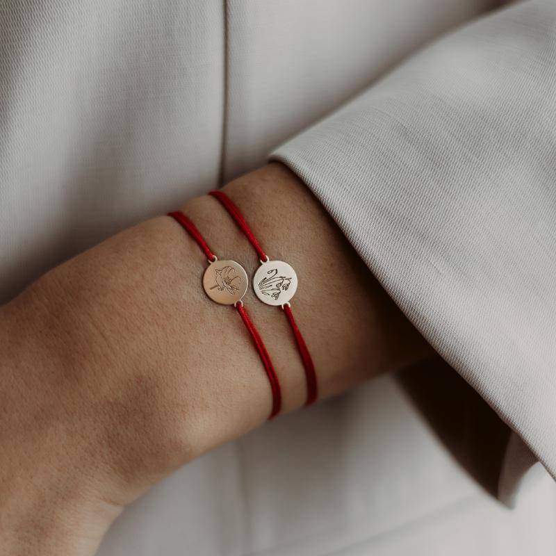 Brățară șnur din argint Golden Birth Flower - August Poppy - Indira