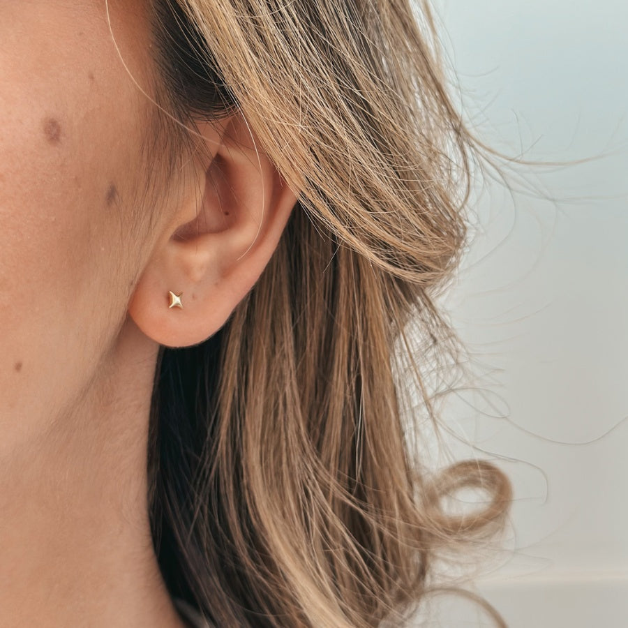 Boucles d'oreilles en argent Golden Cosmic Star - Indira
