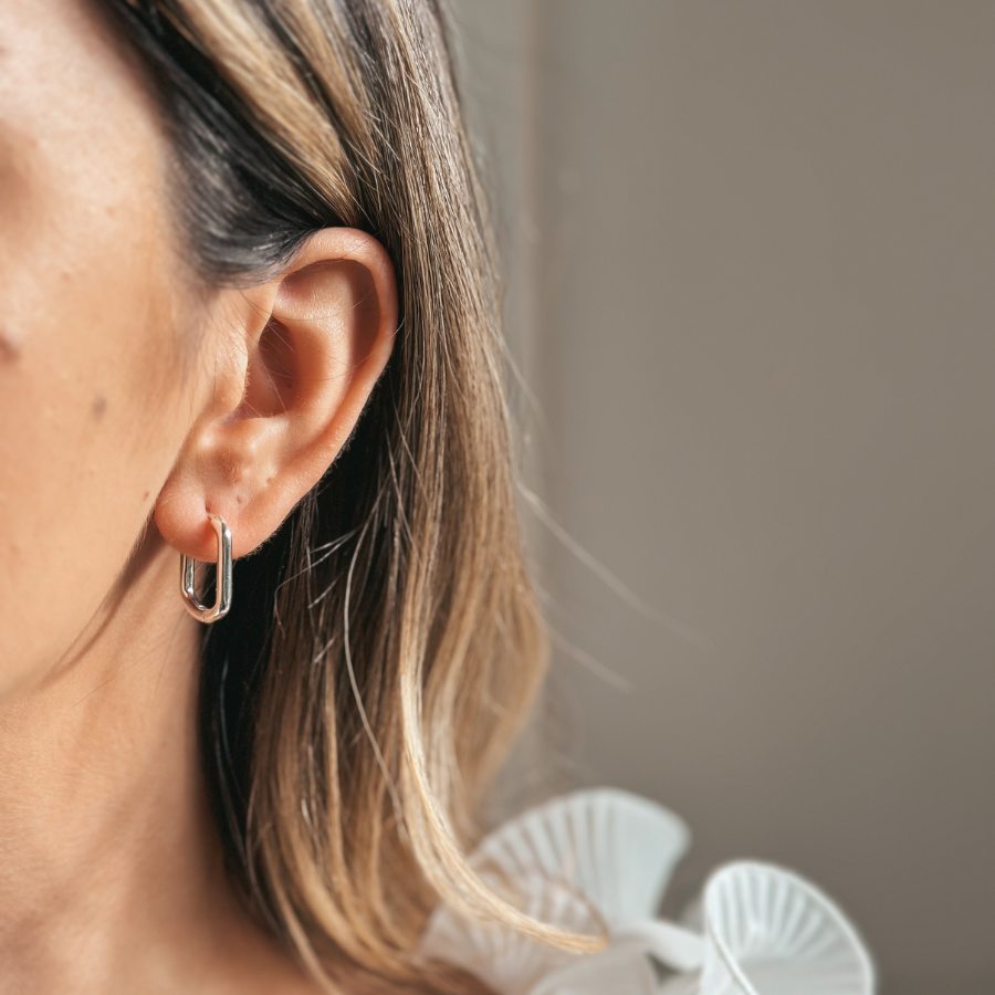 Boucles d'oreilles en argent Square Hoops - Indira
