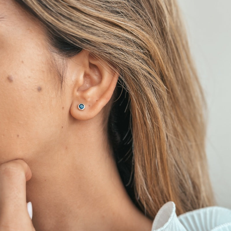 Boucles d'oreilles en argent Pierre de naissance Septembre - Saphir - Indira