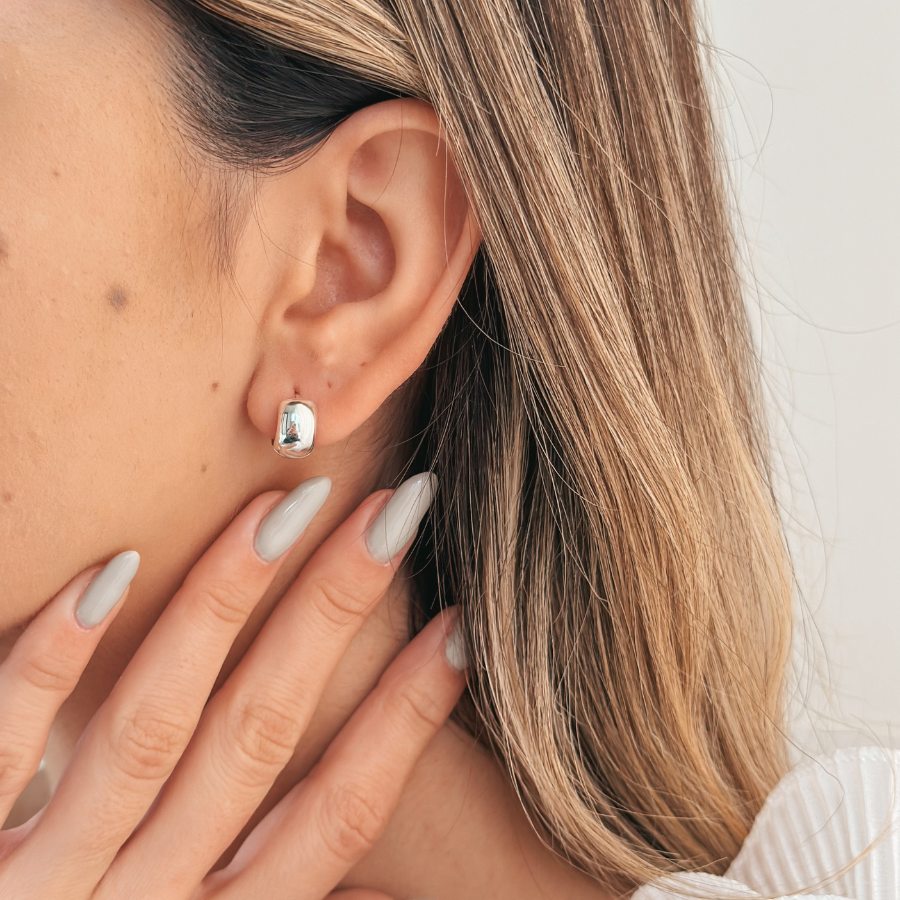 Bold Mini Hoops Silver Earrings - Indira