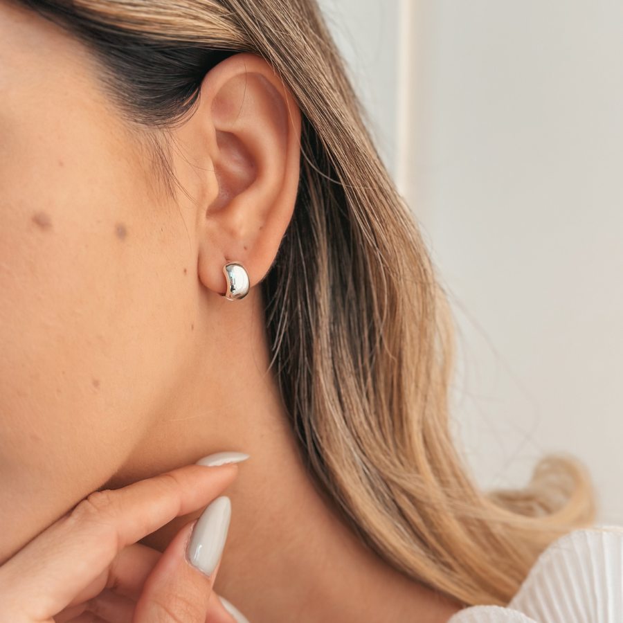 Bold Mini Hoops Silver Earrings - Indira