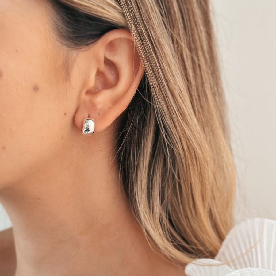 Bold Mini Hoops Silver Earrings - Indira