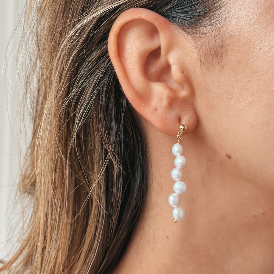 Boucles d'oreilles en argent Golden Harmony - Perles naturelles - Indira