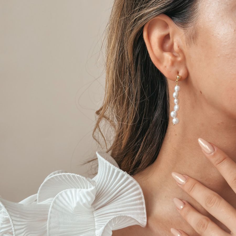 Boucles d'oreilles en argent Golden Harmony - Perles naturelles - Indira