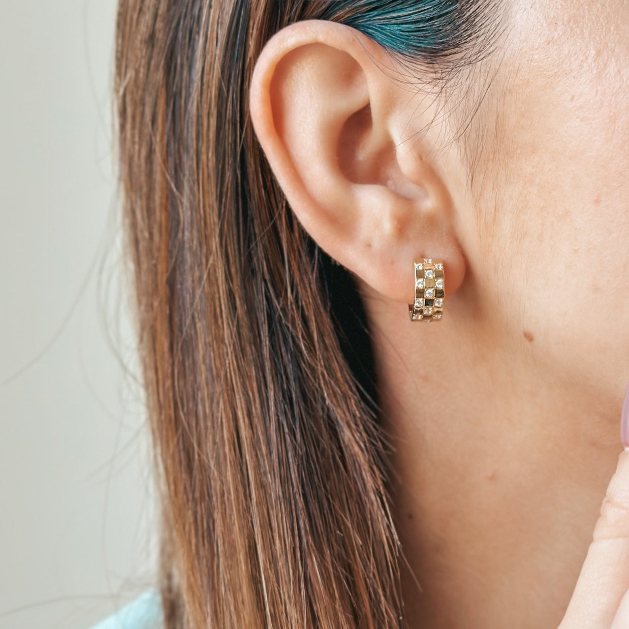 Golden Circle Silver Earrings - Zirconium - Indira