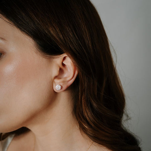 Keira Silver Earrings - Rose Quartz - Indira