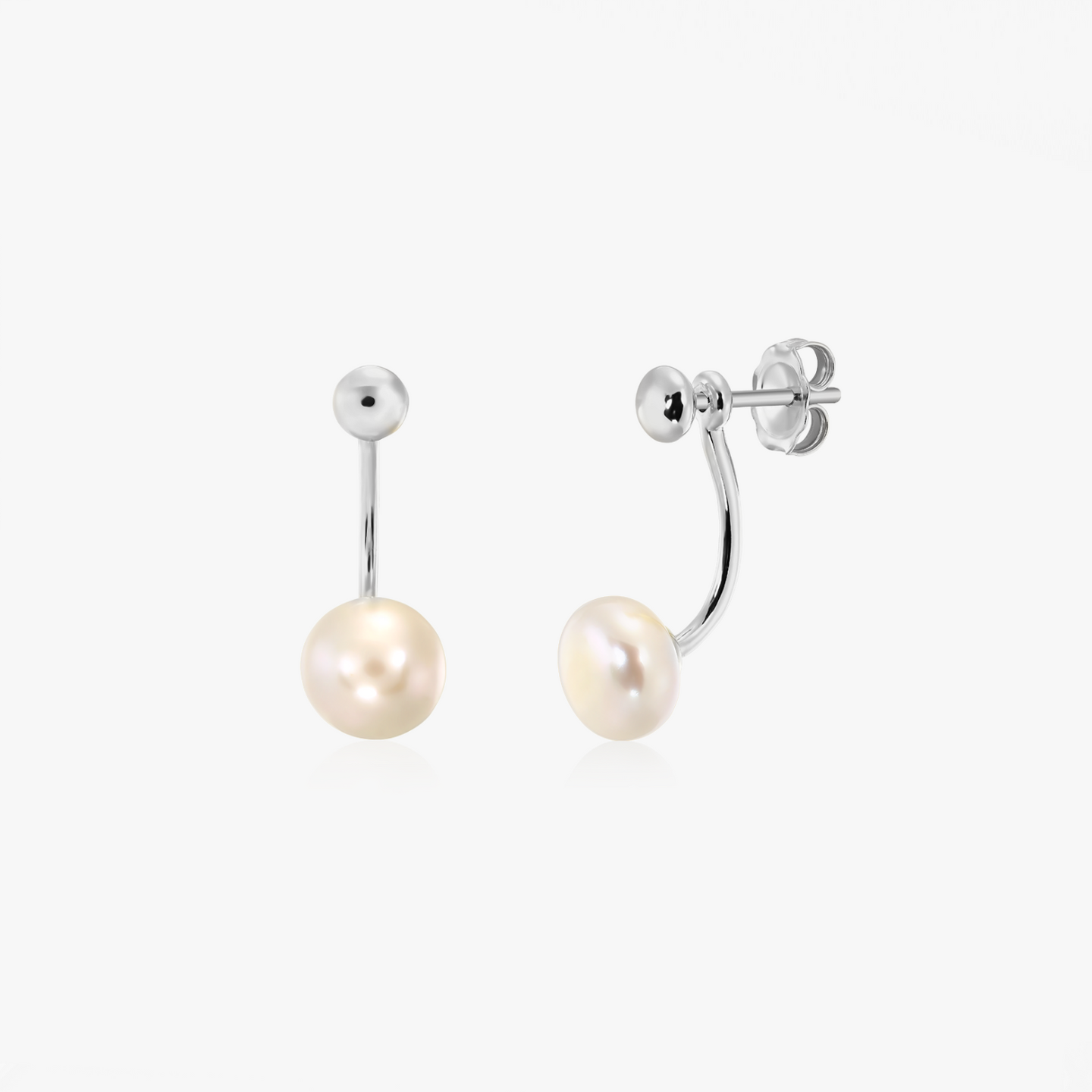 Ezüst Pearl Jacket fülbevaló - Természetes gyöngyök - Indira