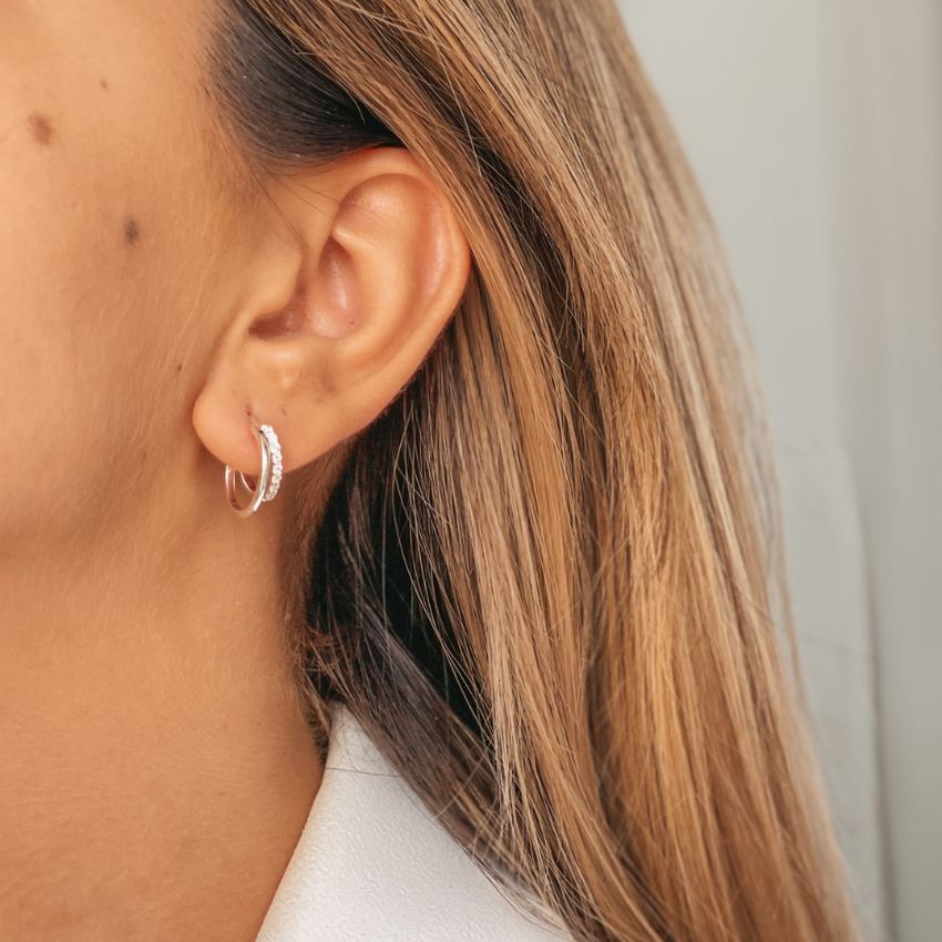 Siamese Silver Earrings - Zirconia - Indira