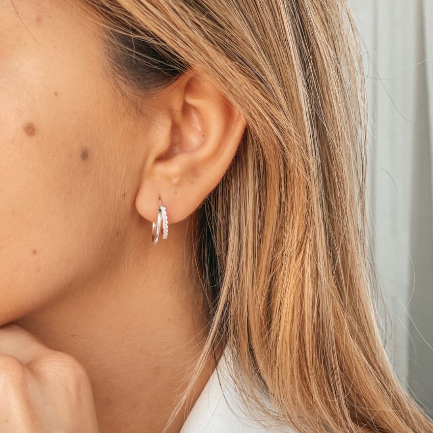 Siamese Silver Earrings - Zirconia - Indira