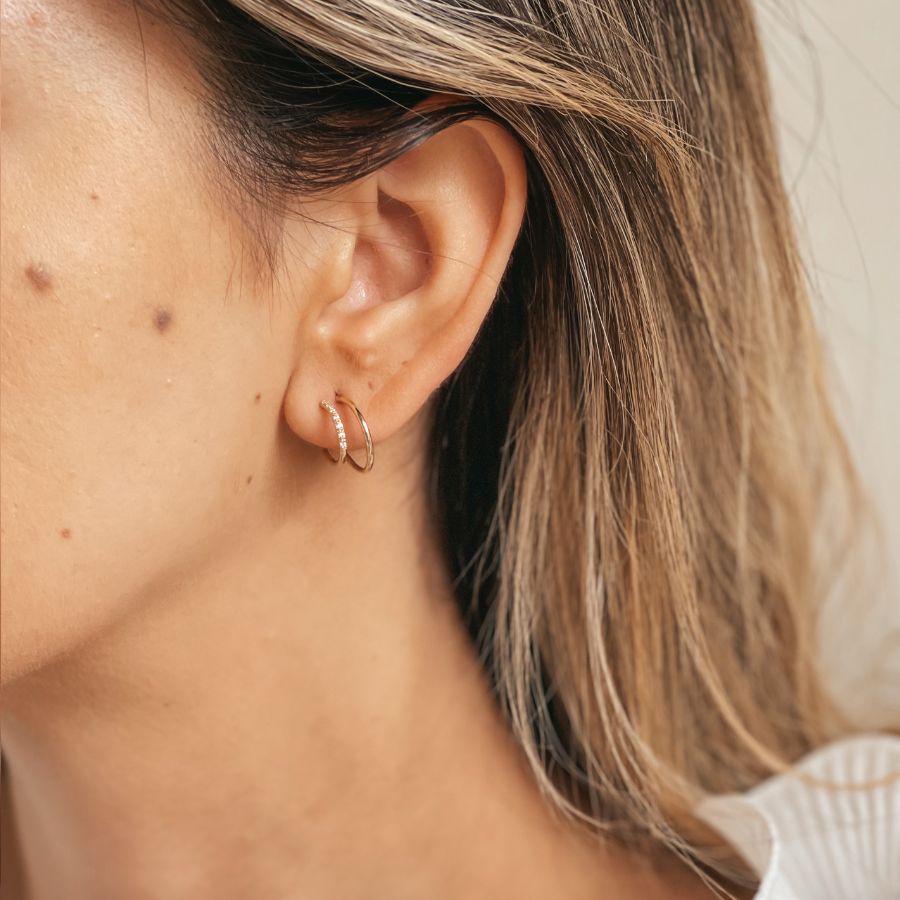 Gold Double Hoops Earrings - Indira