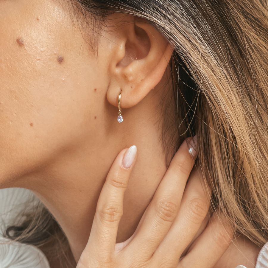 Boucles d'oreilles en or Lavender Drops - Zirconium - Indira