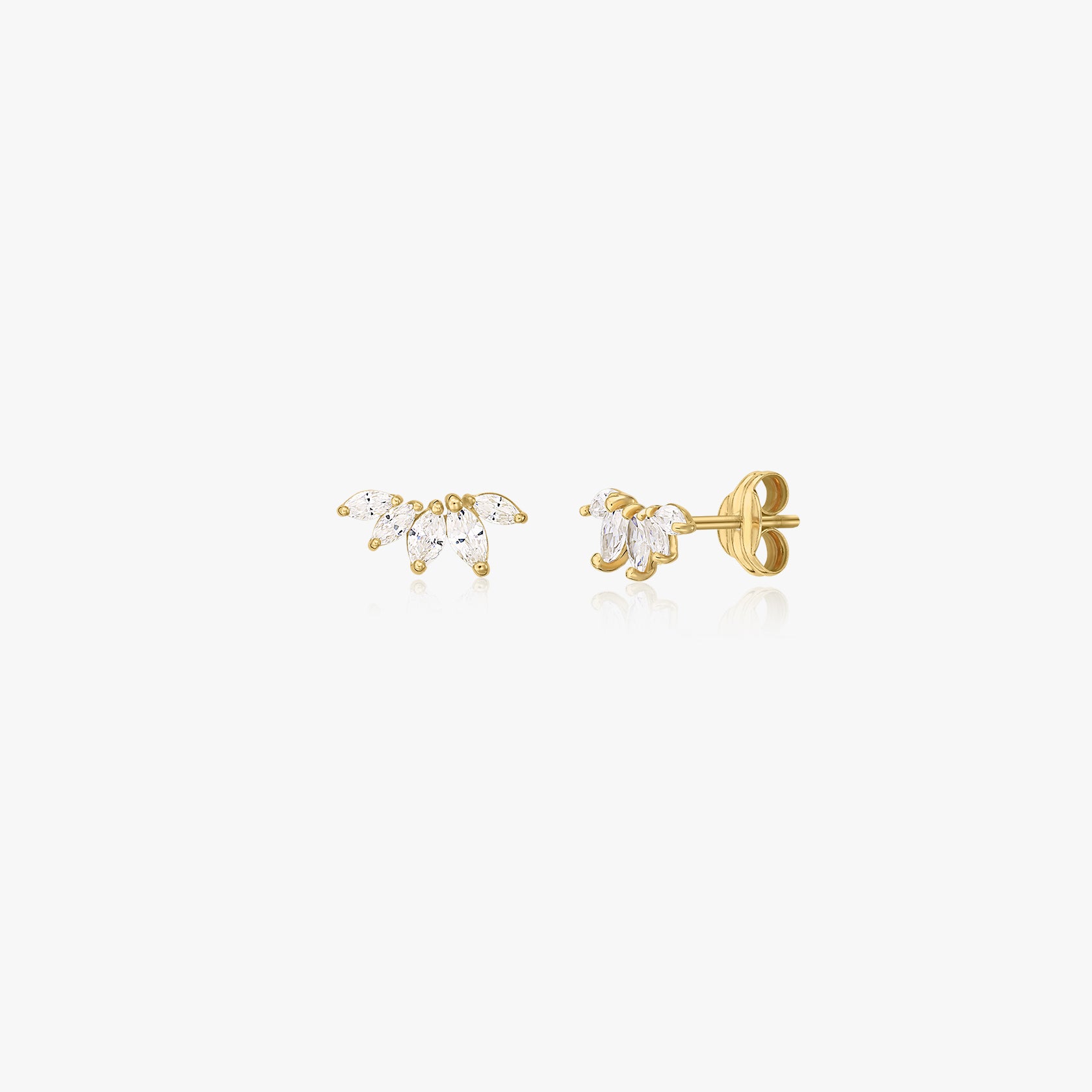 Boucles d'oreilles en or Leaves Climber - Zircon - Indira