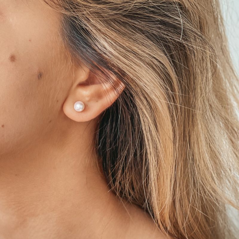 Gold Pearl Stud Earrings - Indira