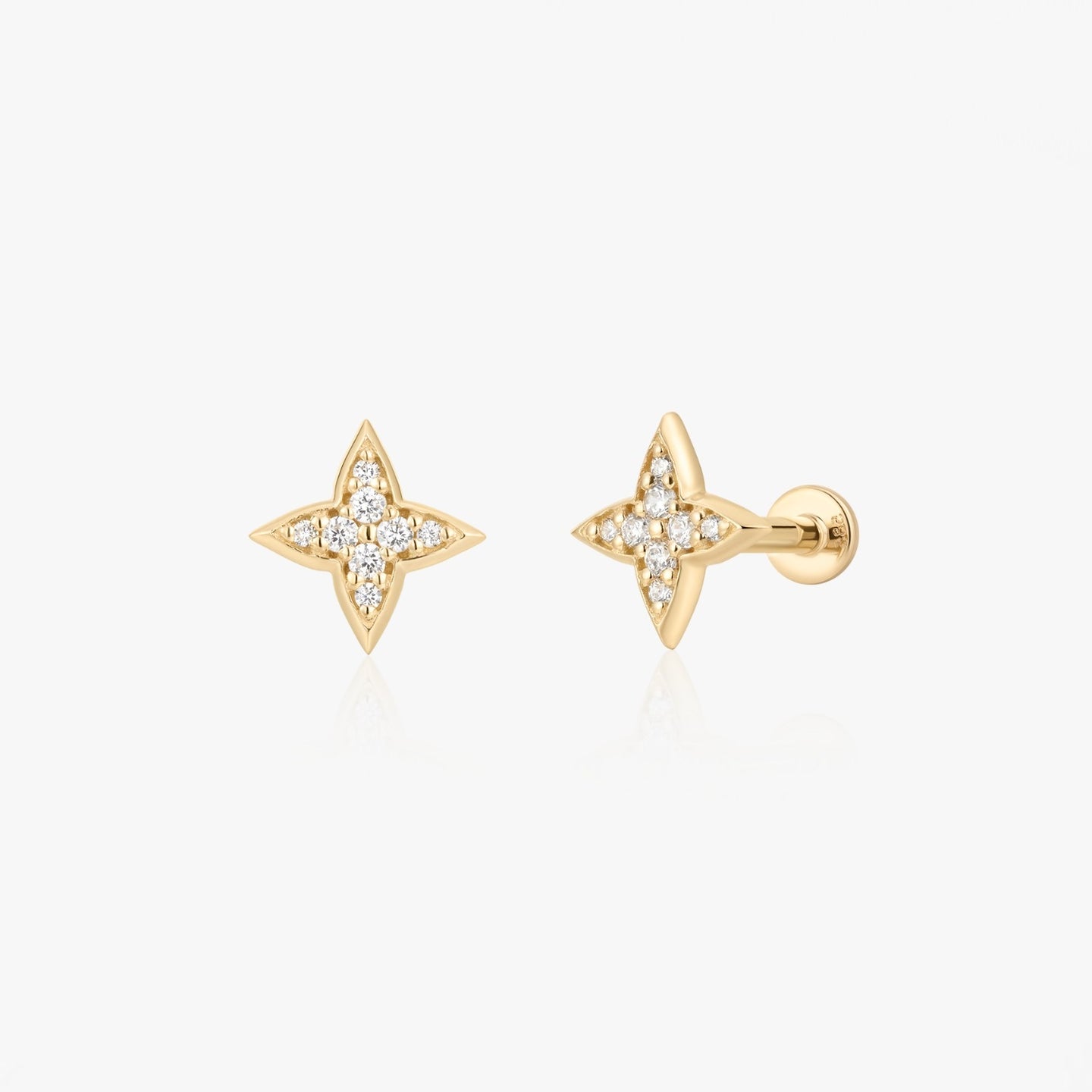 Ragyogó Csillag Sárga Arany Labret Piercing Fülbevaló - Cirkónia