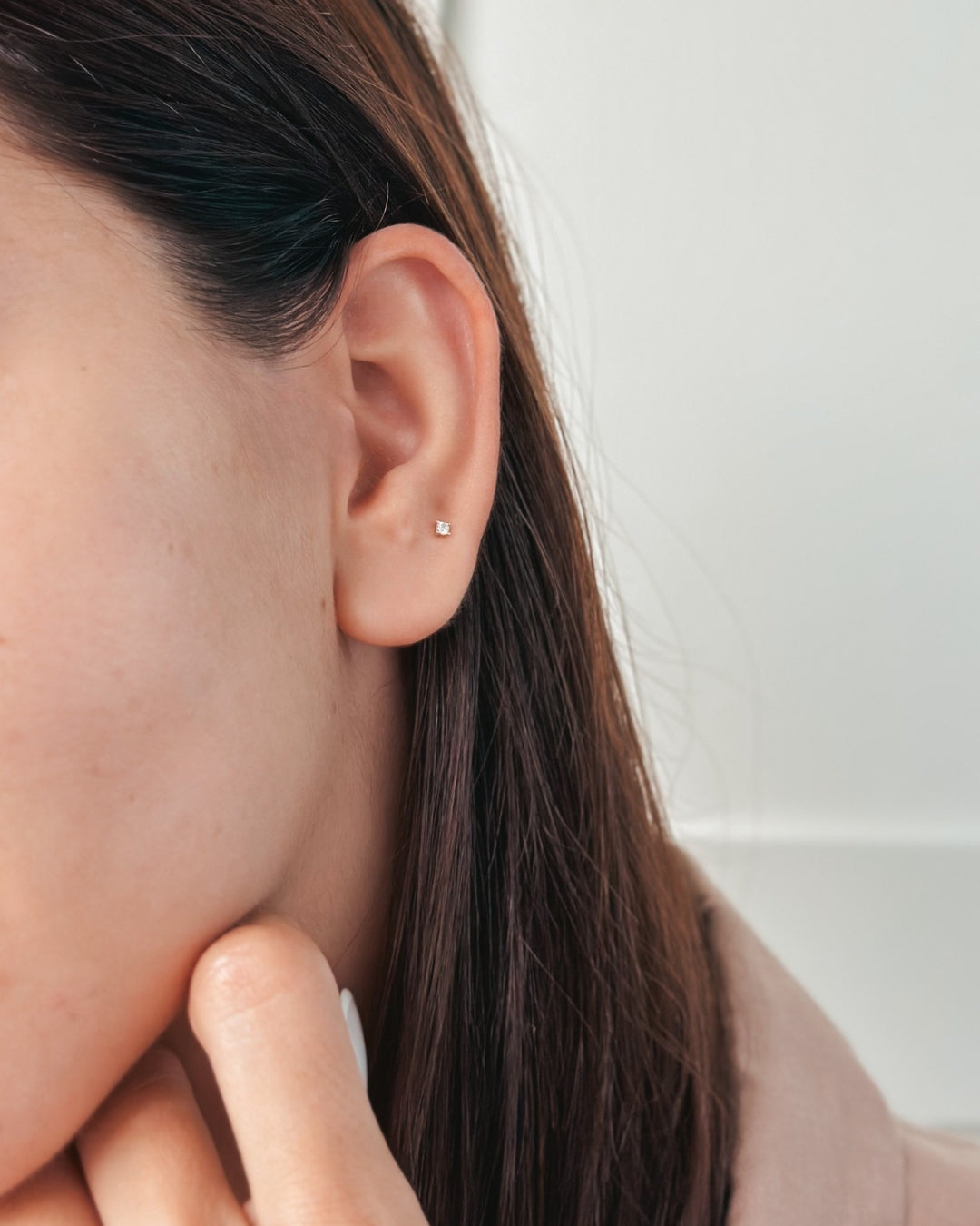 Cercei piercing labret din aur galben Simple Shine - Zirconiu - Indira