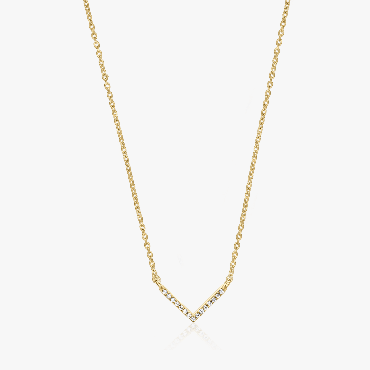 Golden V Neck ezüst nyaklánc - Cirkónia - Indira