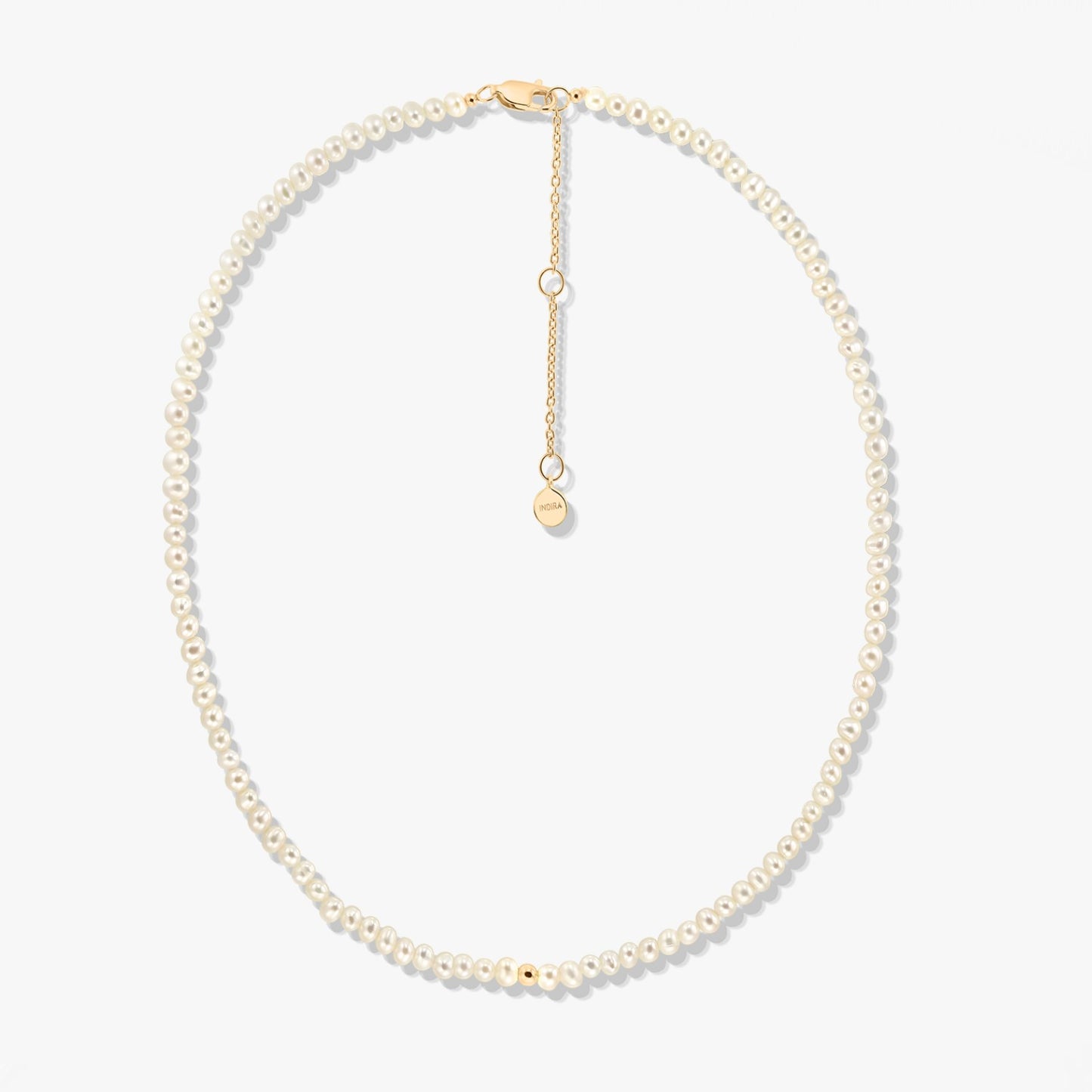 Golden Glam Silver Necklace - Natural Pearls