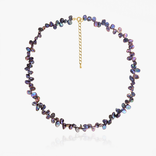 Colier din aur Mini Lulu - Perle Keshi Negre - Indira