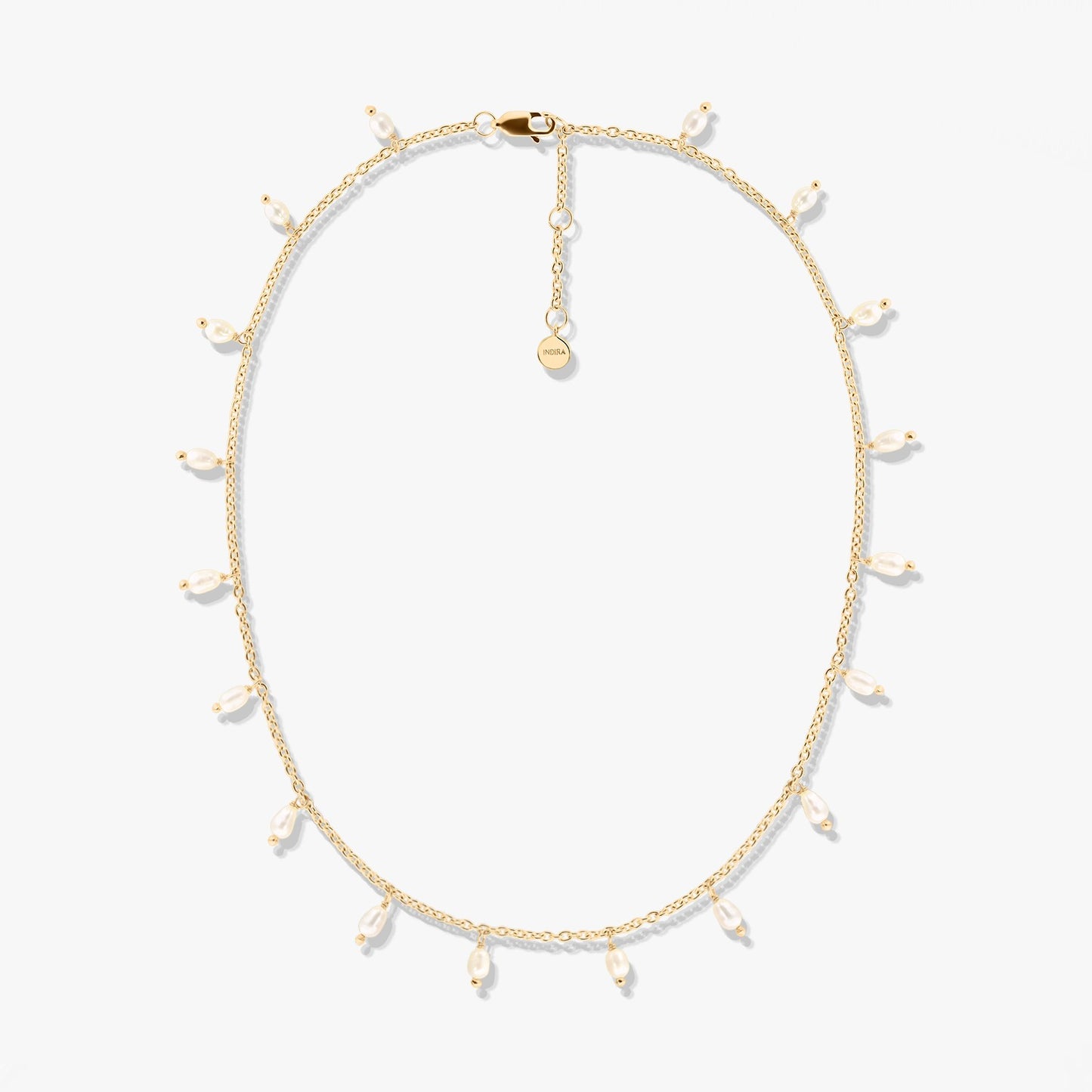 Golden Pearl Drops Silver Necklace - Natural Pearls