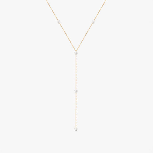 Yellow Gold Diamond Drops Necklace - Diamonds