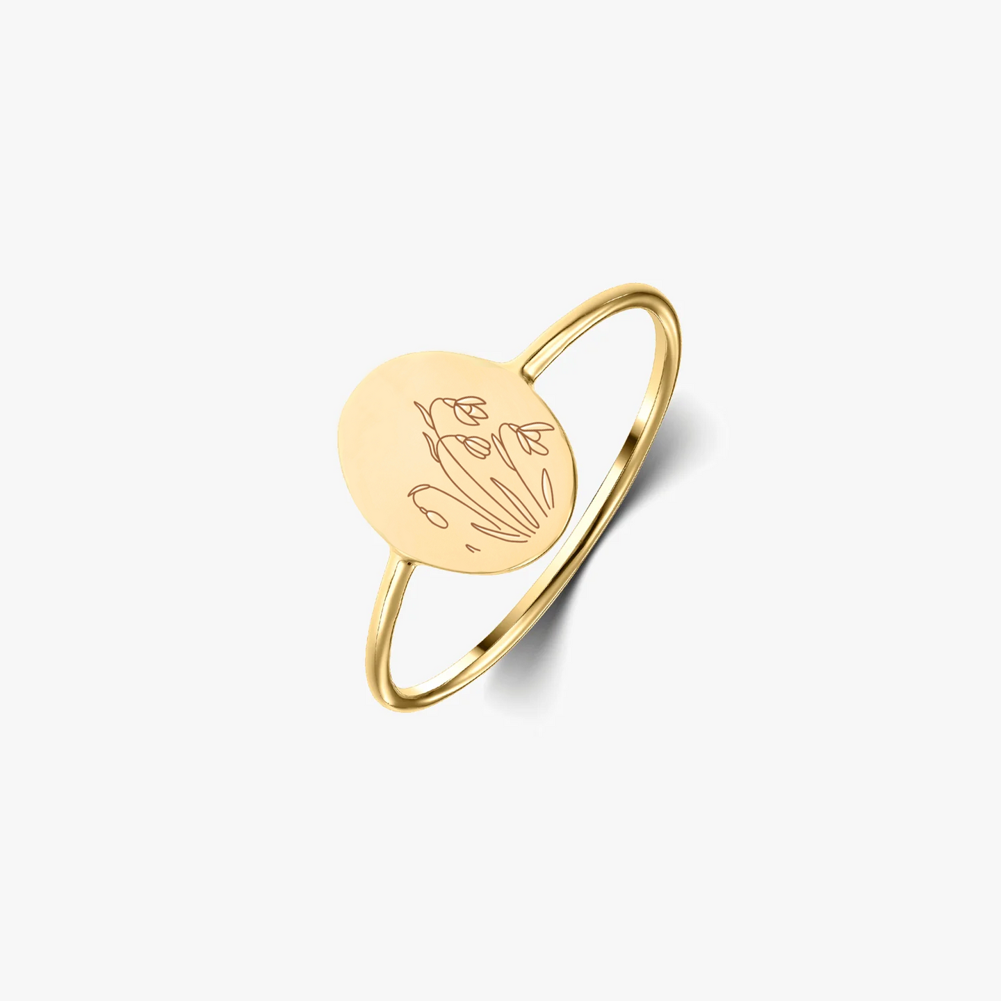 Birth Flower Golden Silver Ring - January Snowdrop - Indira