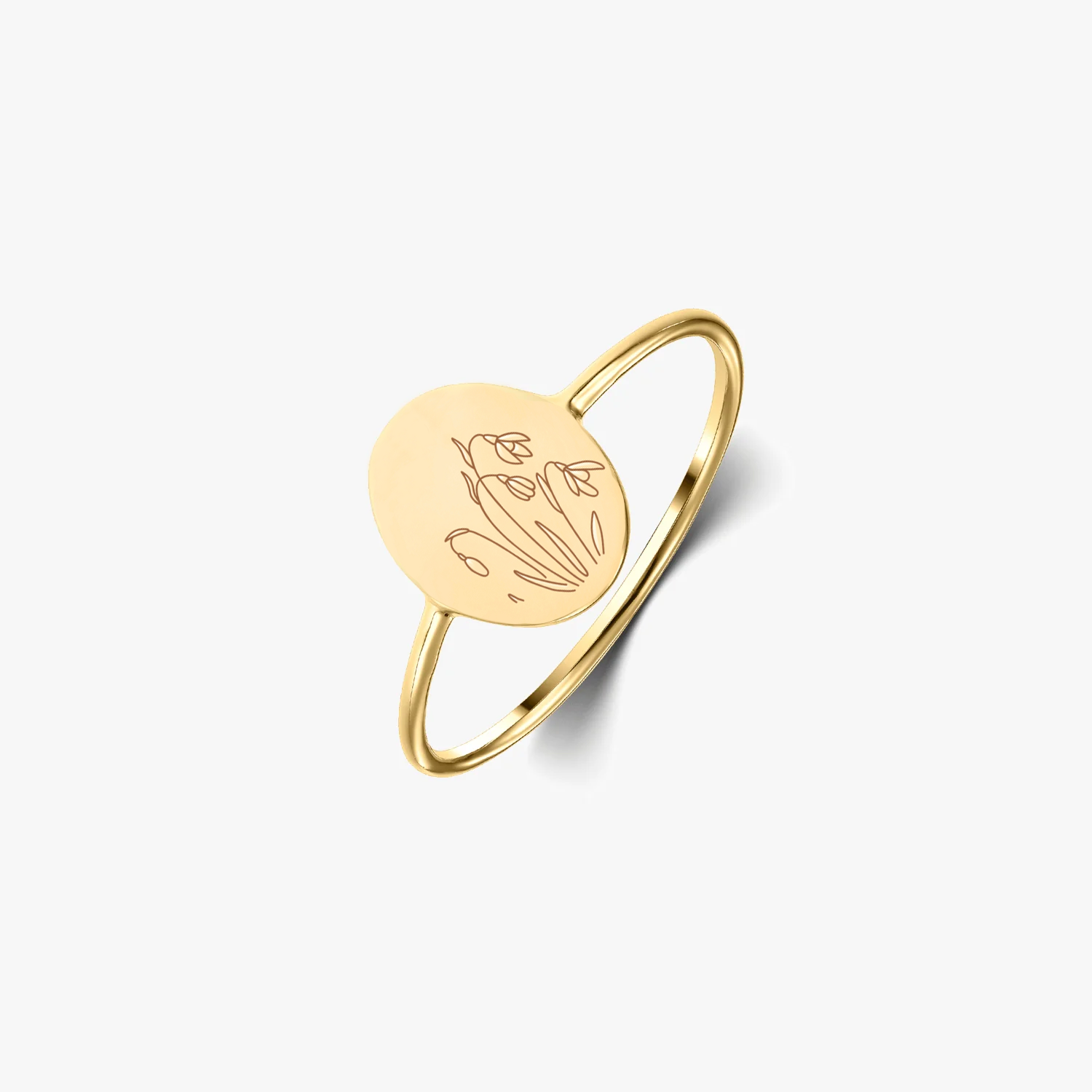 Inel din argint Birth Flower Golden - January Snowdrop - Indira