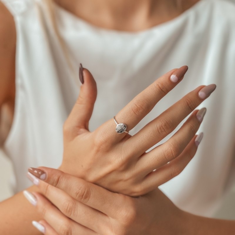 Silver Ring Birth Flower - Cosmos - Indira