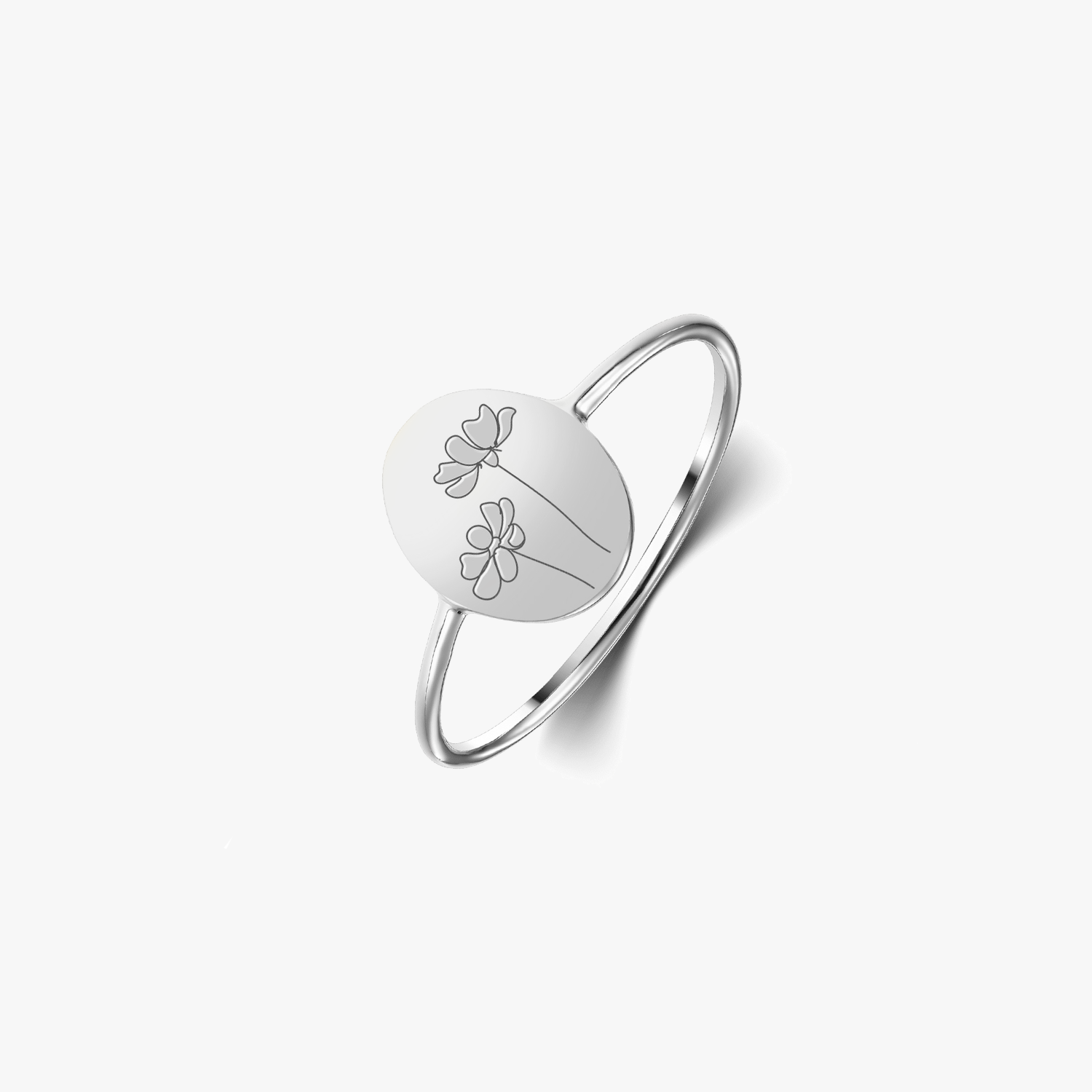 Silver Ring Birth Flower - Cosmos - Indira