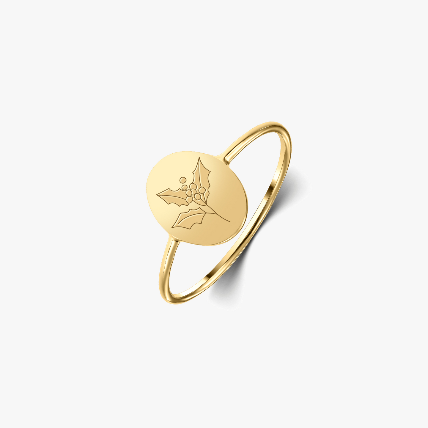 Birth Flower Golden ezüstgyűrű - December Holly - Indira