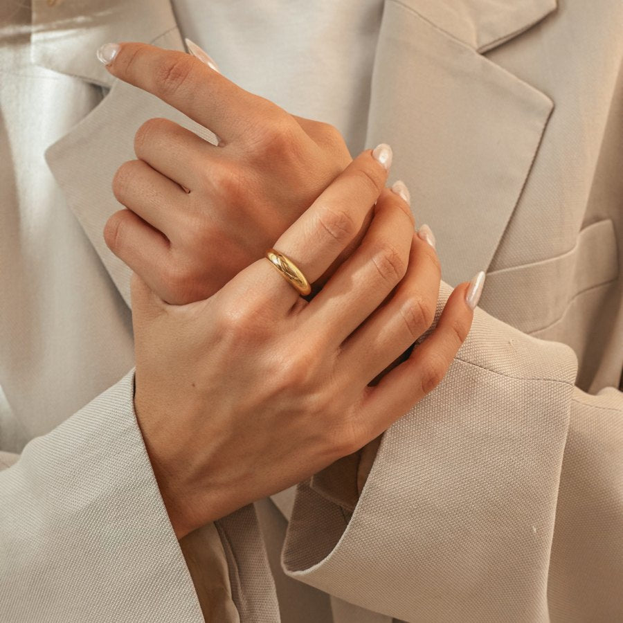 Inel din argint Golden Thin Dome - Indira