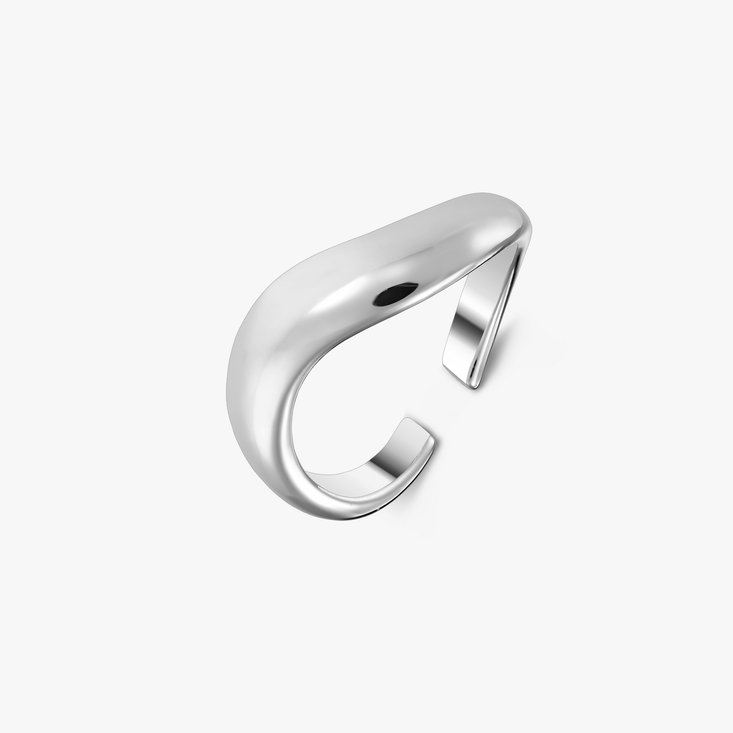 Indira Shaped Silver Ring - Adjustable