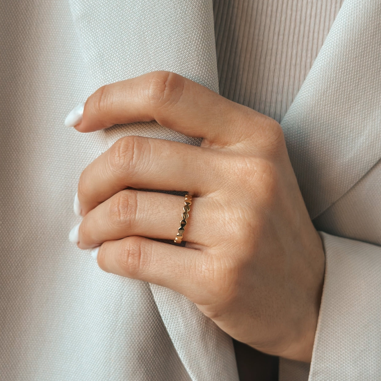 Inel din argint placat cu aur Dots - Indira