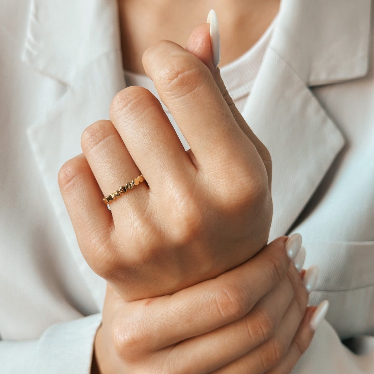 Inel din argint placat cu aur Dots - Indira