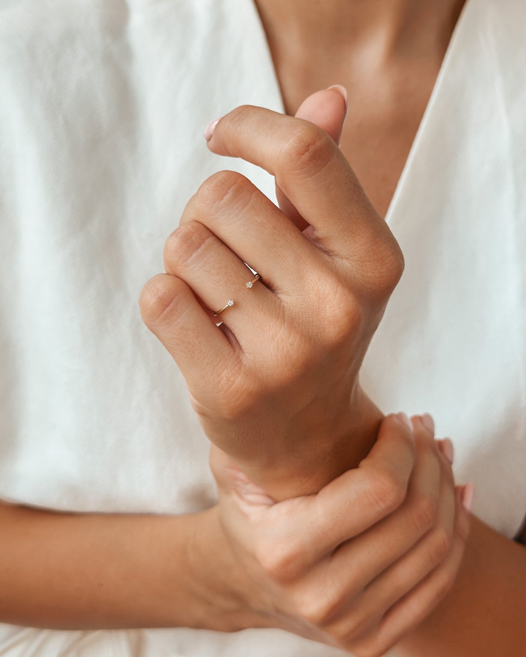 Ava Yellow Gold Ring – Diamonds - Indira