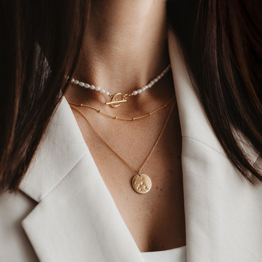 Golden Beaded Silver Chain - Indira