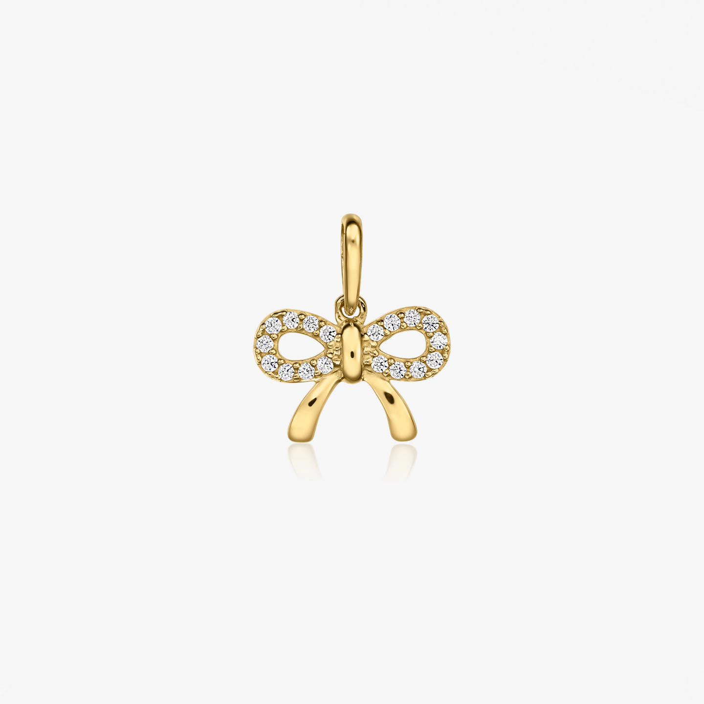 Yellow Gold Bow Charm Pendant - Indira