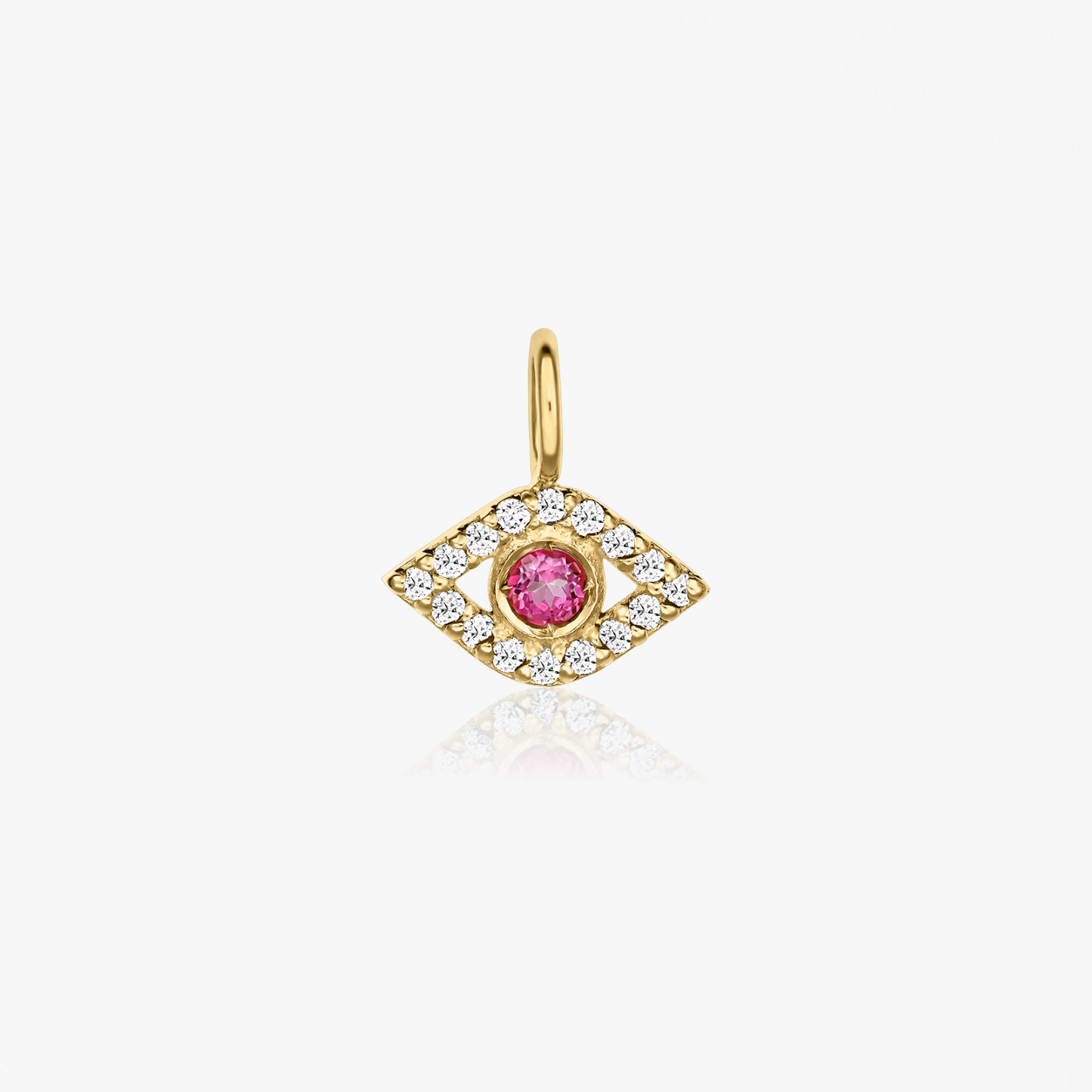 Yellow Gold Protective Eye Pendant – Pink Topaz, Zirconia