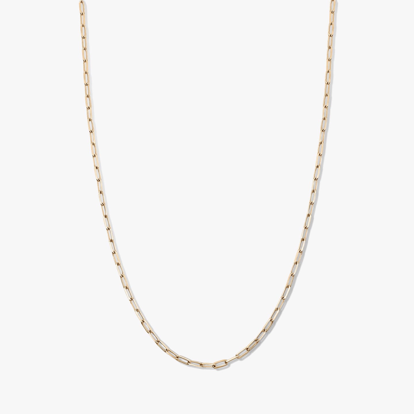 Gold-tone paperclip chain choker necklace in 925 silver on a white background.