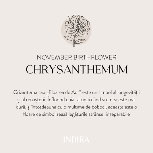 Colier din argint Birth Flower Silver - November Chrysanthemum - Indira