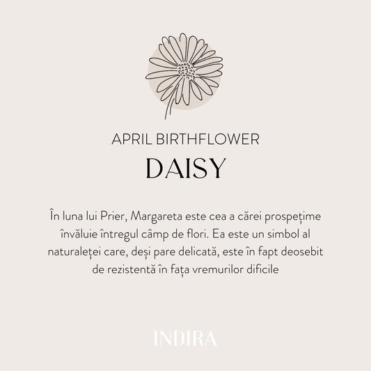 Indira ezüst Birth Flower nyaklánc - Áprilisi margaréta