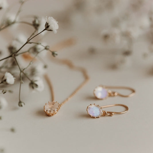 Golden Serene Silver Earrings - Moonstone - Indira
