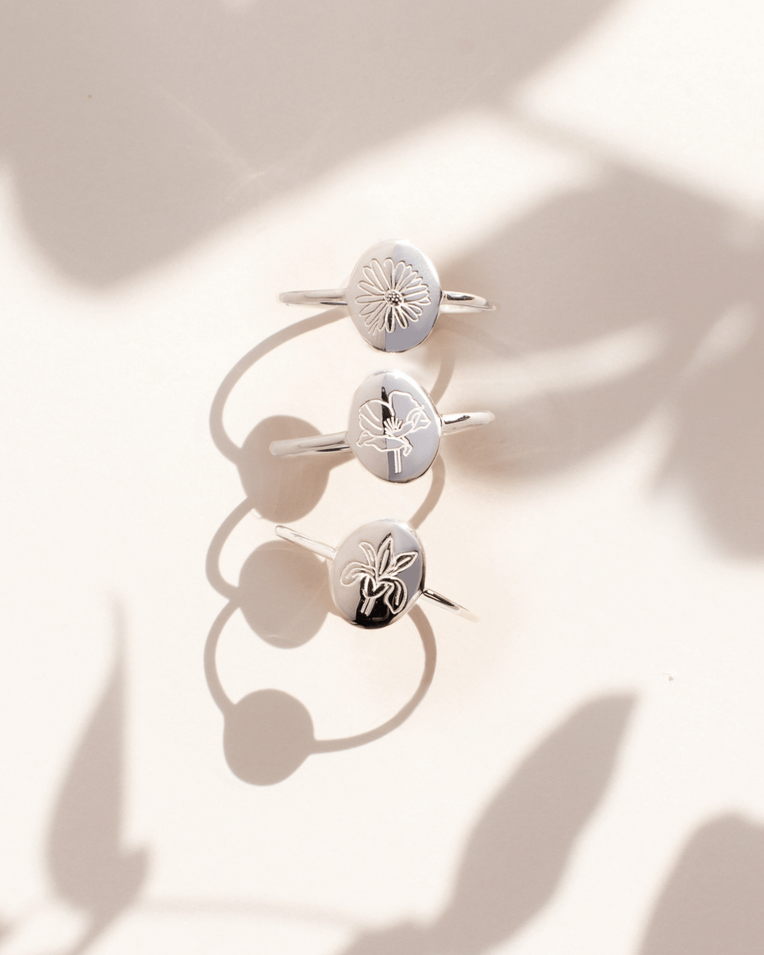 Silver Ring Birth Flower - May Lily - Indira