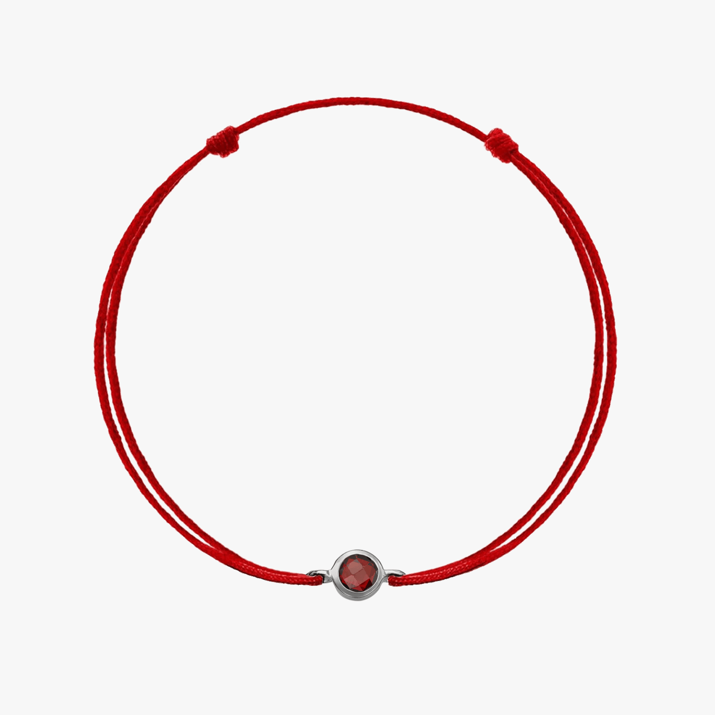 Birthstone Silver January Cord Bracelet - Garnet - Indira