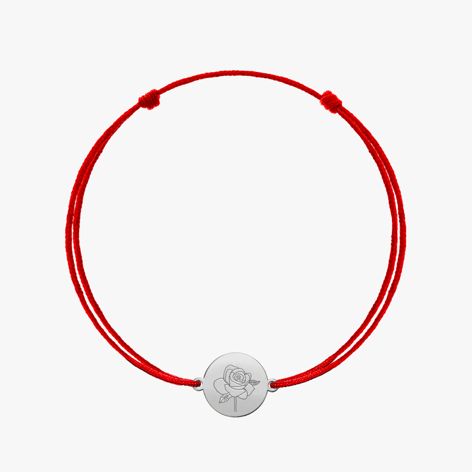 Silver String Bracelet Silver BirthFlower - June Rose - Indira